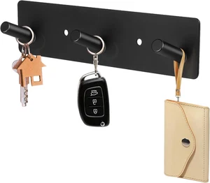 Schlüsselhalter Wandhalterung, 7 Zoll selbstklebender Schlüsselaufhänger mit 3 Haken, kleiner Metallschlüssel  - Bild 1 von 12