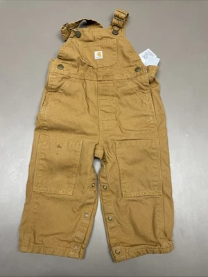 Mono Carhartt Niño Pequeño Talla 18 Meses Lona Babero Clásico Marrón Franela Forrado Foto 1 de 4