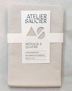 4 Atelier Saucier Reclaimed Natural Beige Dinner Napkins 17x17" ~ NEW  - Picture 1 of 10