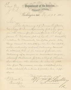William W. Dudley - Commissioner of Civil War Pensions - Autogrammbrief - Bild 1 von 1