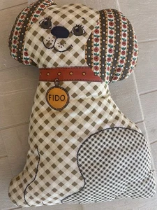 Dog Pillow Country Fido Minimalist Quilt Style Throw Pillow Pet Decor 13 Inches - Picture 1 of 5