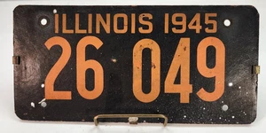 Illinois 1945 Vtg License Plate 26 049 Antique Auto Man Cave Decor Collector - Picture 1 of 4