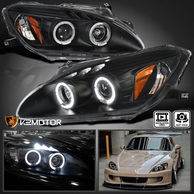 Fits Black 2004-2009 Honda S2000 AP2 LED Halo Projector Headlights Left+Right - Изображение 1 из 4