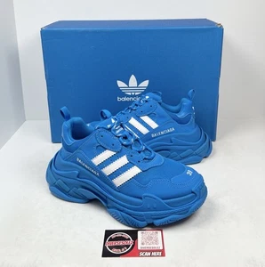 Talla 7.5W/6M - Balenciaga x Adidas Triple S Azul Blanco💙 Totalmente Nuevo/Al Por Menor $1K! - Imagen 1 de 10