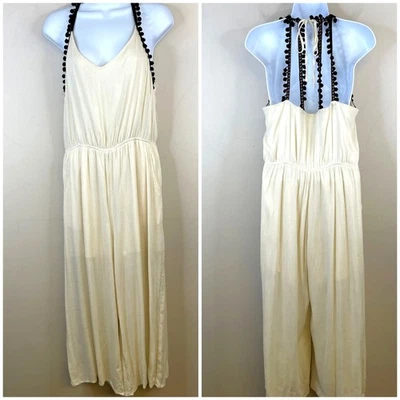 Mujeres Mono Playa Gasa Pierna Ancha Talla L Marfil Resort Crucero Vacaciones Boho   Foto 1 de 4