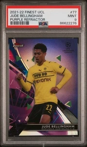 Jude Bellingham 2021-22 Topps Finest UCL Purple Refractor /299 psa 9 - Picture 1 of 3