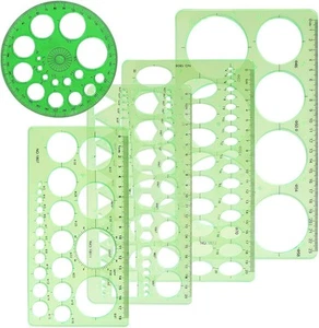Circle Template 5 Pieces Plastic and Oval Measuring Templates Circle... - Picture 1 of 6
