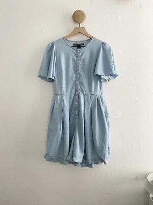French Connection Julienne Lyocell Playsuit Romper in Sky Blue Size 4 *No Belt* - Image 1 of 4