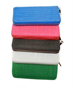 NEW LARGE 7.5"X3.5" MULTIPLE COLOR CANVAS SKIN ZIP AROUND ACCORDION WALLET NIB - Bild 1 von 2