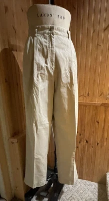 "Pantalones pantalón vintage años 80 LL Bean KHAKI 34"" TIRO ALTO cintura 3 bolsillos 16" Foto 1 de 4