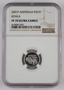 Australia 2001 P 1/10 Oz 9995 Platinum $15 Koala Proof Coin NGC PF70 Ultra Cameo - Picture 1 of 4