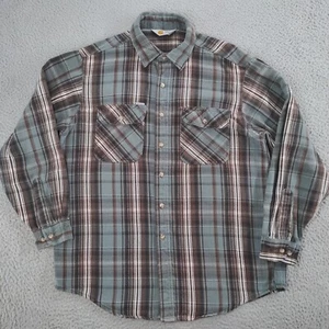 VINTAGE Carhartt Flannel Shirt Mens XL Gray Plaid Heavy Duty Button Up Outdoor - Picture 1 of 22