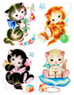Vintage Image Shabby Retro Nursery Kitty Cats Kittens Waterslide Decals An822