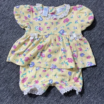 Vintage Baby Girl White Lace Floral Romper Size 6-9 Months All Mine - Image 1 of 4