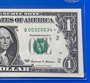 $1 1999 1 B/* BLOCK (w) NEW YORK CU. P-1. STAR NOTE - Picture 1 of 3