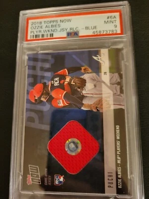 OZZIE ALBIES 2018 TOPPS NOW RC ROOKIE PLAYERS WKND JERSEY RELIC BLUE # /49 PSA 9 - Image 1 of 2