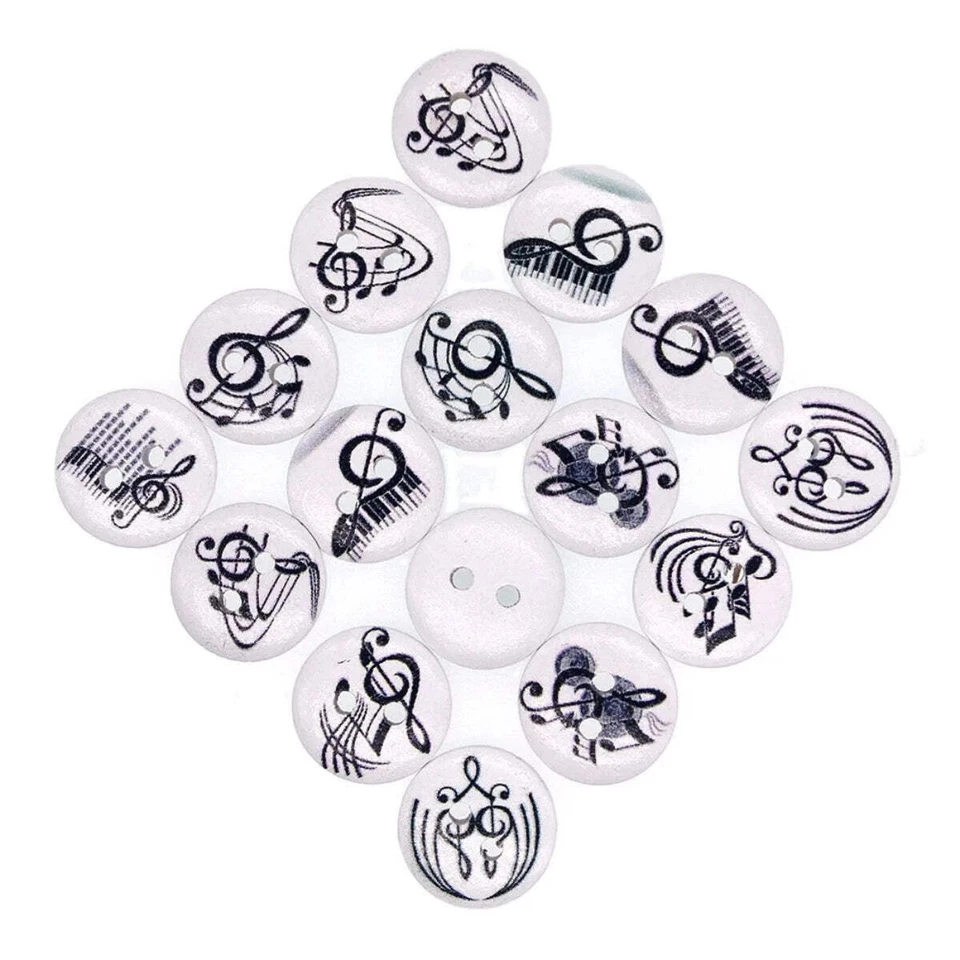 Wooden Buttons Musical Instruments 15mm DIY Craft Scrapbooking Sewing 50pcs - Image 1 of 2