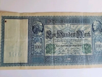 WWI Germany 100 Mark Reichsbanknote 1910 With Green Imperial Seal - Image 1 of 2