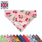 Personalised Handmade Dog Bandana Pink Cherries Slide on Collar Cat Neckerchief
