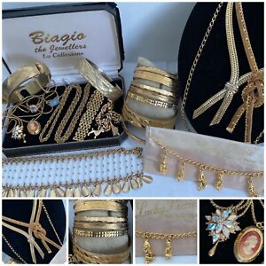 Job Lot Vintage Gold Jewellery Inc Rolled Gold Plate Bangle, Sarah Coventry etc