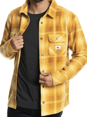 Новый $76 Quiksilver мужской фланелевый флис длинным рукавом клетку Snap рубашка Shacket M - Изображение 1 из 4