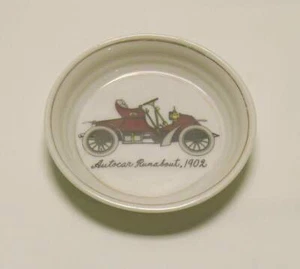 PLATO DE MONEDAS AUTOCAR RUNABOUT placa baratija de vidrio redondo de colección 3" borde dorado mp - Imagen 1 de 3