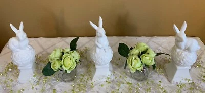 SPRING FLOWER ARRANGEMENT ARTIFICIAL GREEN ROSES FLOWERS GLASS JAR SMALL HANGING — 第 1/4 张图片