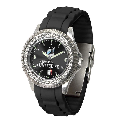Ladies Minnesota United FC Watch Silcone Band Crystal Bezel Cover