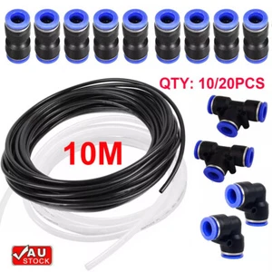 4mm 6mm 10M Flexible Nylon Tube Hose Air Line Tubing Pneumatic Push In Fittings - Picture 1 of 25