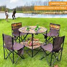 Camping Table and Chair Set 5 Piece Outdoor Beach Picnic Furniture Fishing Cup