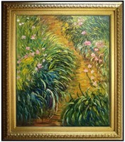 Framed, Claude Monet Irises Repro, Quality Hand Painted Oil Painting 20x24in