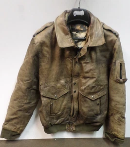 VINTAGE SYLMAN JACKET - Distressed - BROWN - TOPGUN -  Size L gun5 - Picture 1 of 5