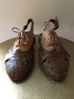 Jeffrey Campbell Sz 8 Shoes Outlook Oxford Flat Bohemian Brown Leather Open Heel - Image 1 of 4