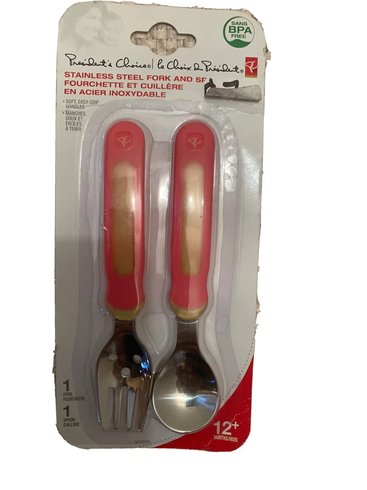 President's Choice Stainless Steel Fork & Spoon-NEW-R-pink - Image 1 of 1