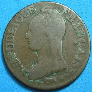 France 5 Centimes Coin L'an 8/5 W (1799- 1800) French Revolution Era - Picture 1 of 2