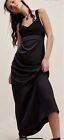 Free People Gia Dress Size  14  Black Satin Bodice Maxi Slinky Tie Back Boho