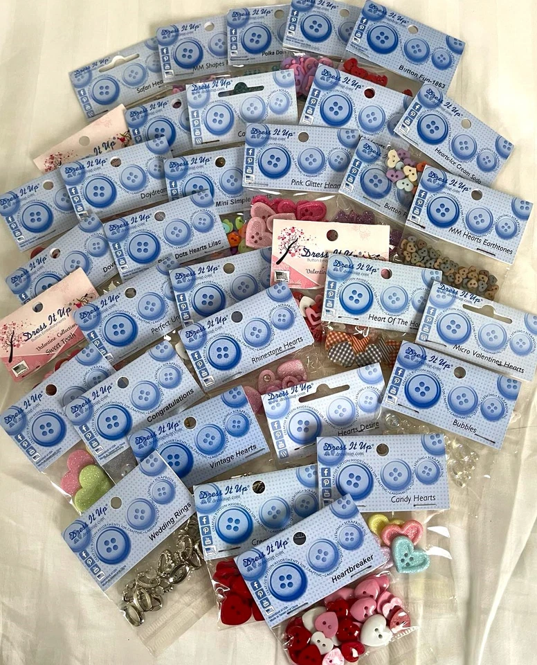 Dress It Up - WEDDING VALENTINE RING LOVE HEART DOVE - Button Pack  *38 options* - Image 1 of 4