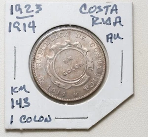 1923 (1914 Host) Costa Rica Emergency Issue GCR Counterstamped 1 Colon Coin - Picture 1 of 2