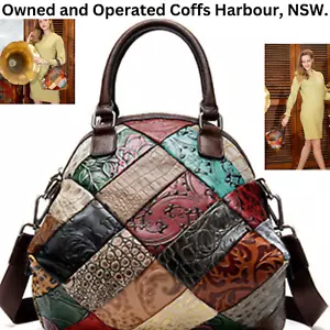 Multi Colour Genuine Italian Leather Cross Body Shoulder Handbag Satchel Bag - Picture 1 of 11