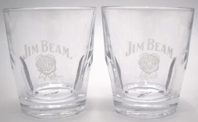Juego de 2 vasos de whisky grabados Jim Beam | Vasos de bar Rocks de 3,75" Foto 1 de 4