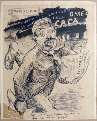 Adolphe WILLETTE dessin original à l'encre crieur marchand de journaux - Photo 1/3
