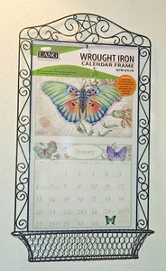 Lang Negro Hierro Forjado Calendario Marco Letras Soporte Cesta 18.5"W 32"H 2"D - Imagen 1 de 5