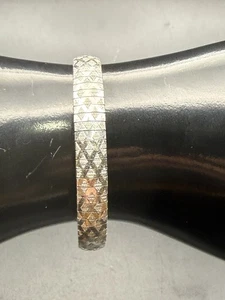 Gorgeous Solid Sterling Silver Textured Omega Flex Bracelet 7 1/2” 7.6mm Wide C4 - Picture 1 of 18