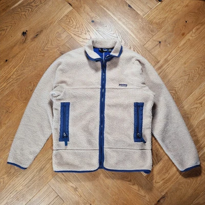 Vintage PATAGONIA DEEP PILE SHERPA FLEECE ZIP JACKET OATMEAL SZ L  - Image 1 of 4