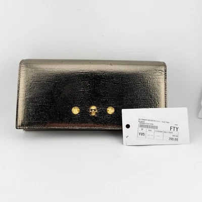 Alexander McQueen Wallet Metallic Bronze with Skull Studs - Image 1 of 4