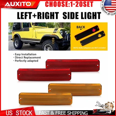 Fit Jeep Cherokee Grand Wagoneer SJ J10 J20 Pickup Amber Red Marker Lamps 4-20X - Image 1 of 4
