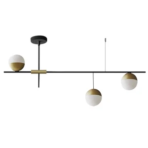 3-Light Modern Linear Bubble Chandelier Glass Ball Pendant Ceiling Light Fixture - Picture 1 of 7