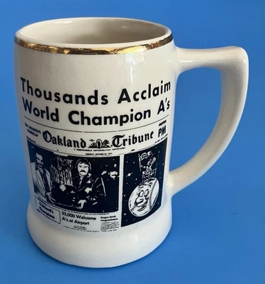 World Champion Oakland A’s/Oakland Tribune 1972 Mug By T&J Pottery Balt. RARE - Image 1 of 4