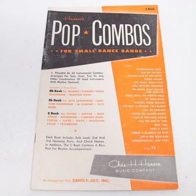 Combos pop pequenas bandas de dança C instrumento songbook piano partituras 1951 Santly - Imagem 1 de 4