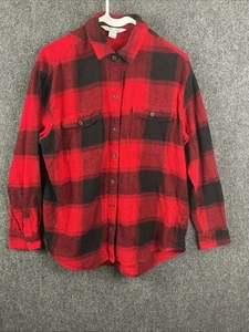 Camisa de franela Old Navy The Boyfriend roja negra a cuadros para mujer ropa de trabajo mediana - Imagen 1 de 9